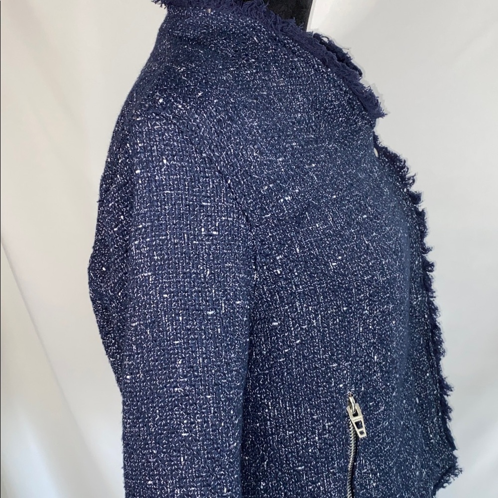 Blank NYC Navy Tweed Moto Jacket Blue Size XL - Picture 9 of 13